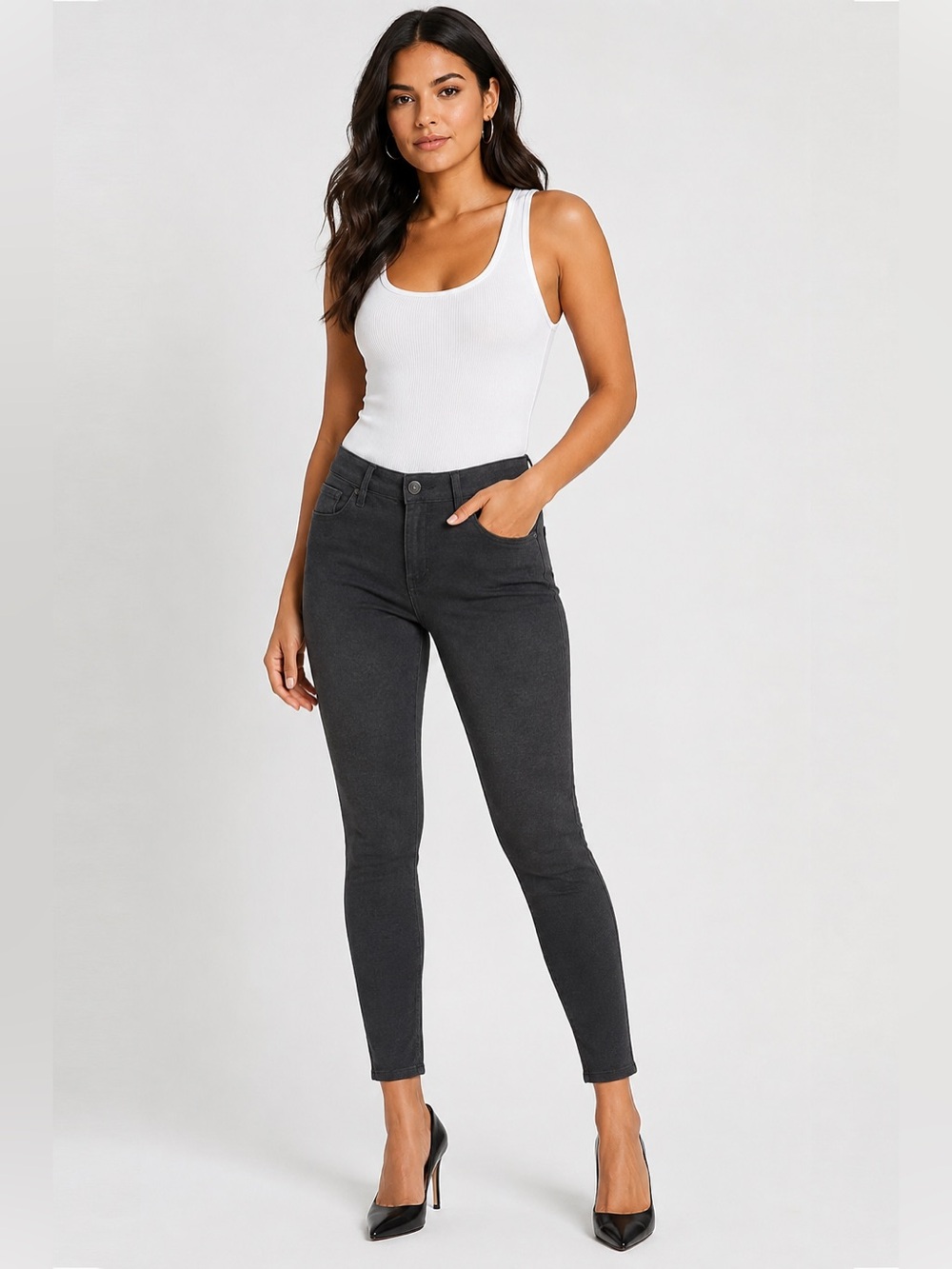 NWT Nine West Gramercy Skinny Jeans Heather Gray Size 8